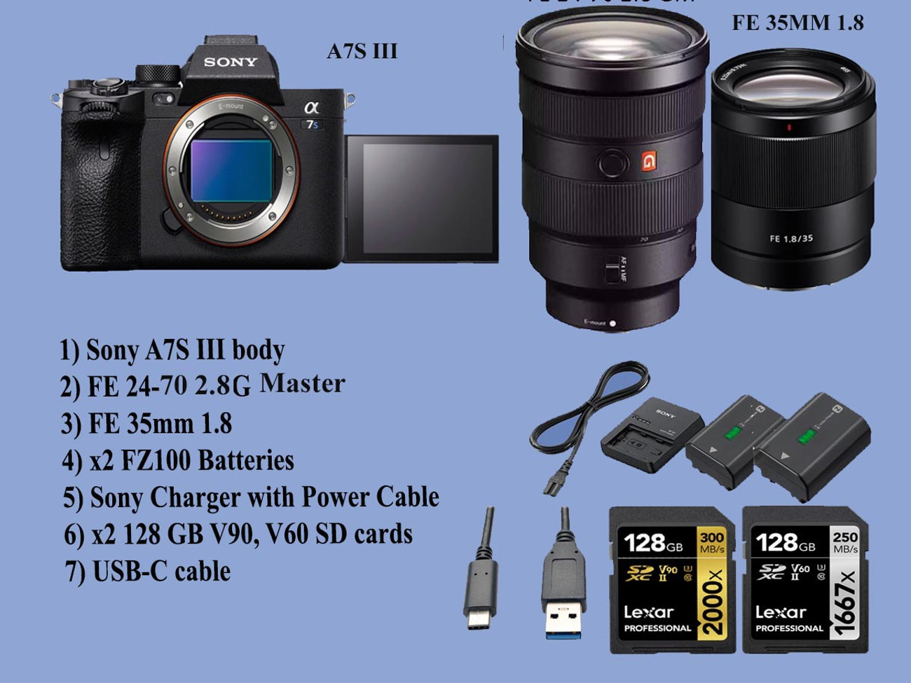 Sony a7s iii (sony a7s 3) with fe 24-70 2.8 g,  fe 35mm 1.8