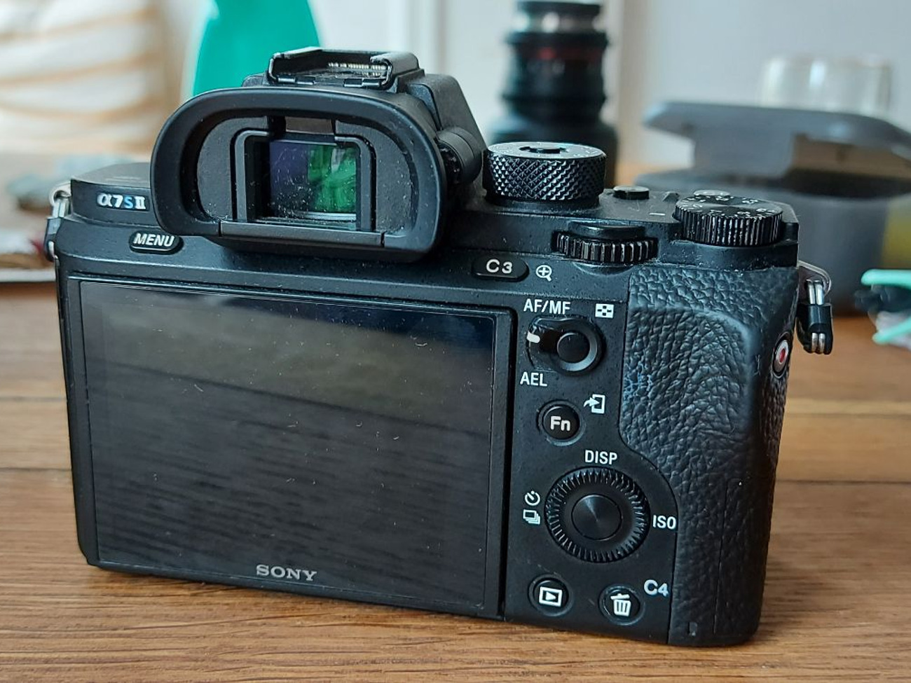 Sony a7sii body, ef metabones, external hdmi monitor.