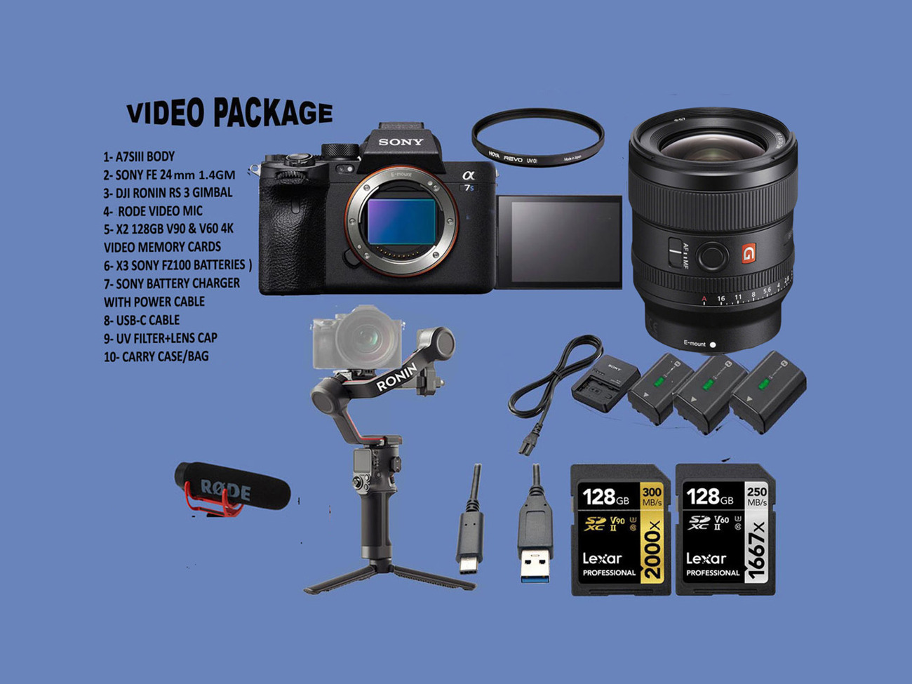 Sony a7siii sony a7s 3 , with lens & dji rs 3-axis gimbal