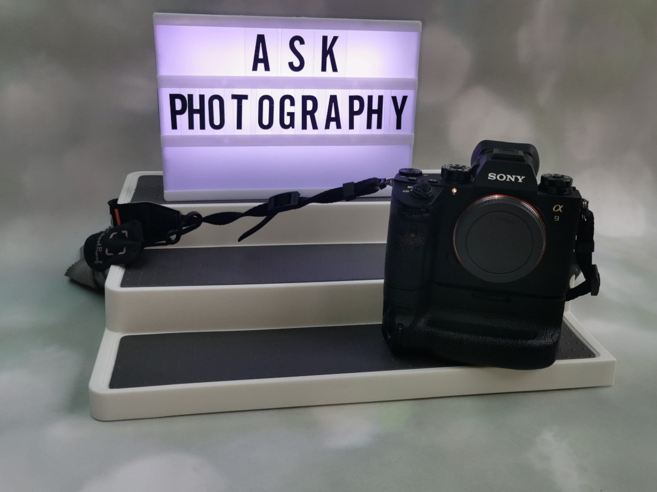 Sony a9 mirrorless camera body & grip & charger. 