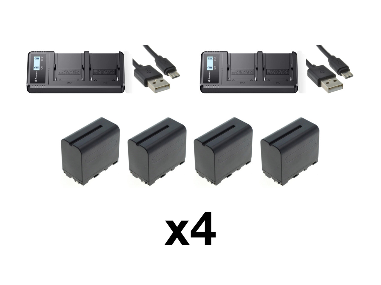 Sony batteries (np-f970) x4