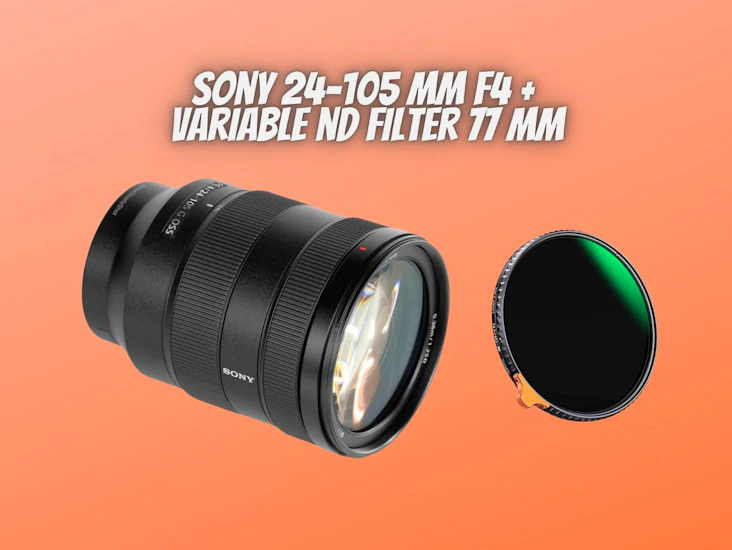 Sony fe 24-105mm f/4 gm lens + variable nd filter 77mm
