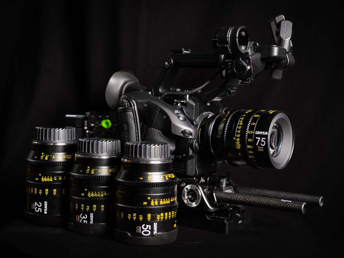 Sony fs5 mkii 4k raw camera + dzofilm vespid prime lens set
