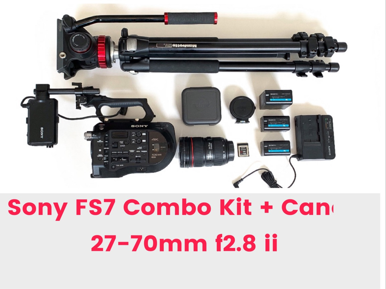 Sony fs7 camera kit + canon 24-70mm 2.8 +tripod +mic 5 4k