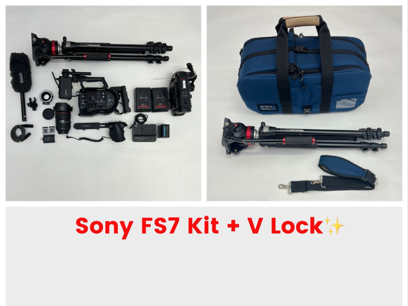 Sony fs7 camera kit v lock canon 24-70mm 2.8 l ii lens 4k microphone v mount