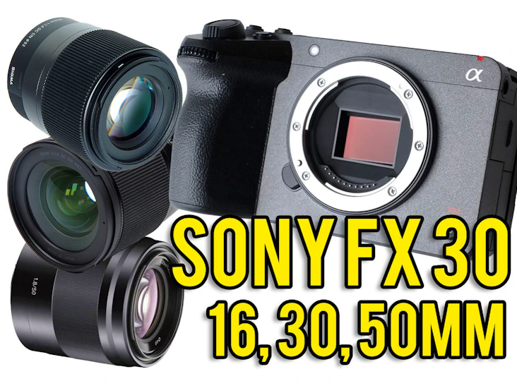 Sony fx 30 w/ 16, 30, 50mm lenses (cinema line camera)