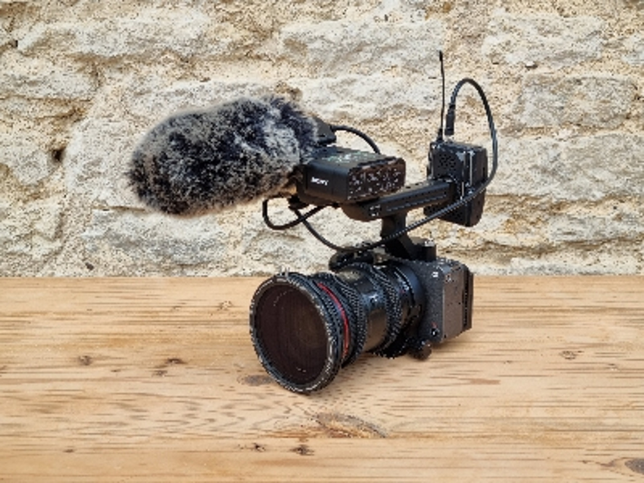 Sony fx3, canon lens kit, radio mics, shot gun mic