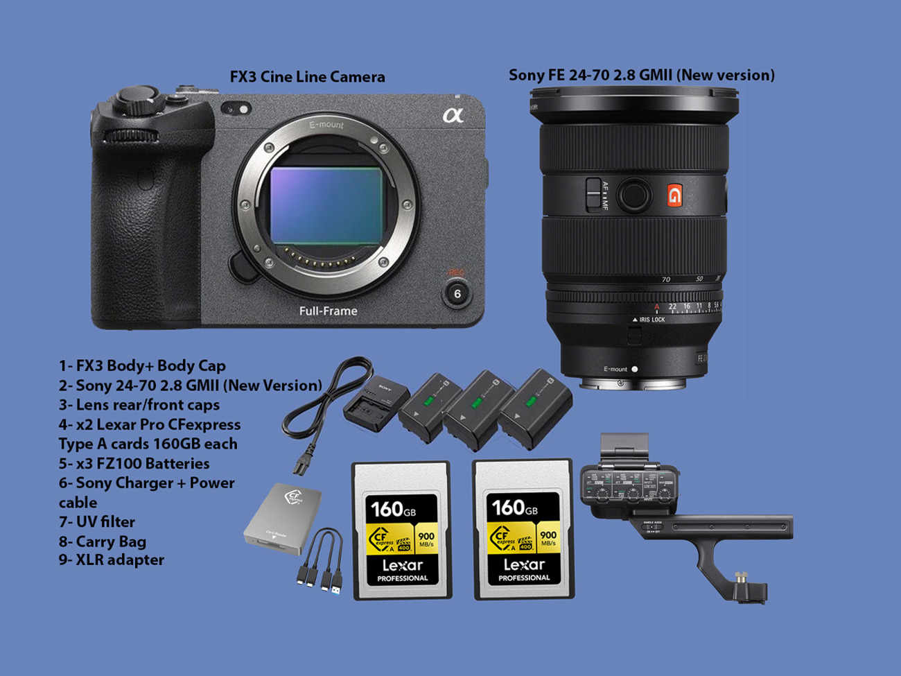 Sony fx3 cinema line camera fe 24-70 2.8gm ii (2nd gen)