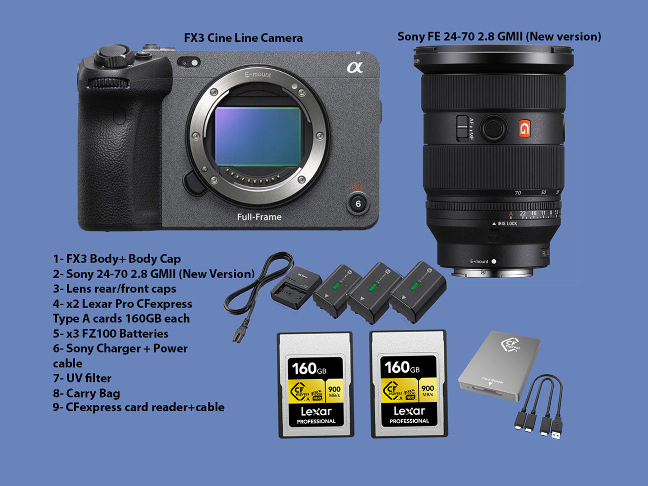 Sony fx3 cinema line camera plus sony fe 24-70 2.8 gm ii