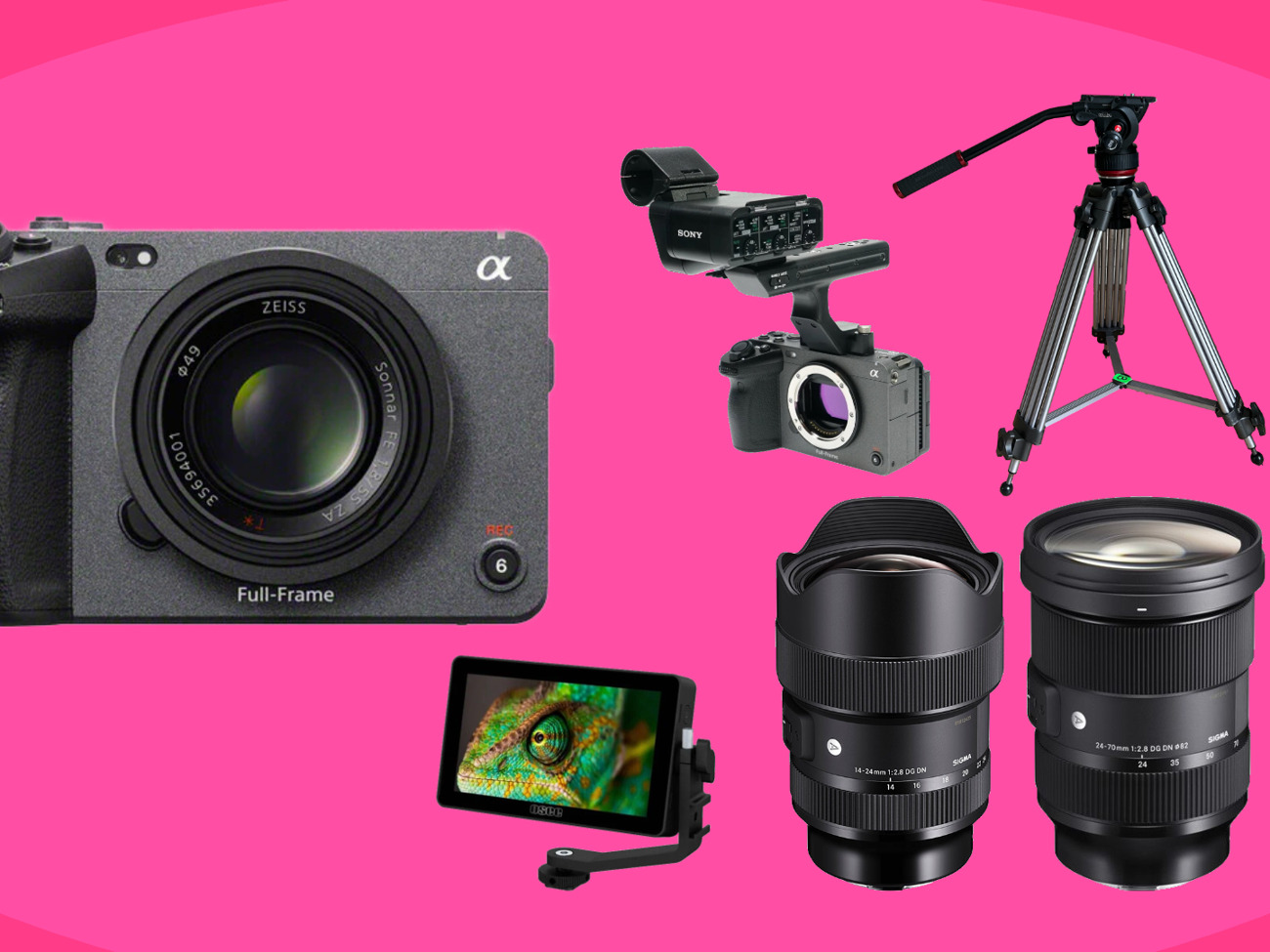 Sony fx3 w/ tripod, moniter and 2x lens cinema package 