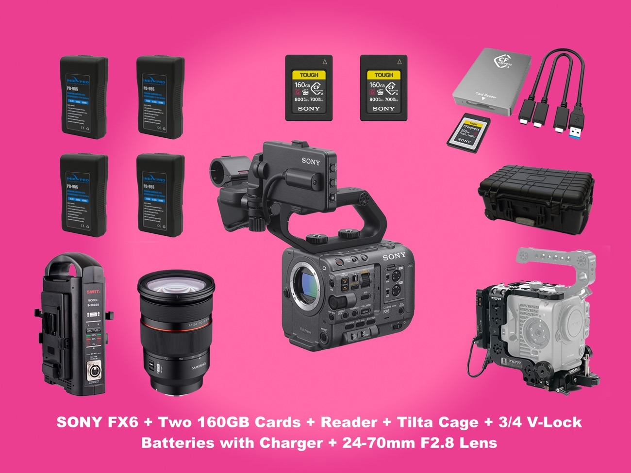 Sony fx6 + two 160gb cards + batteries + more