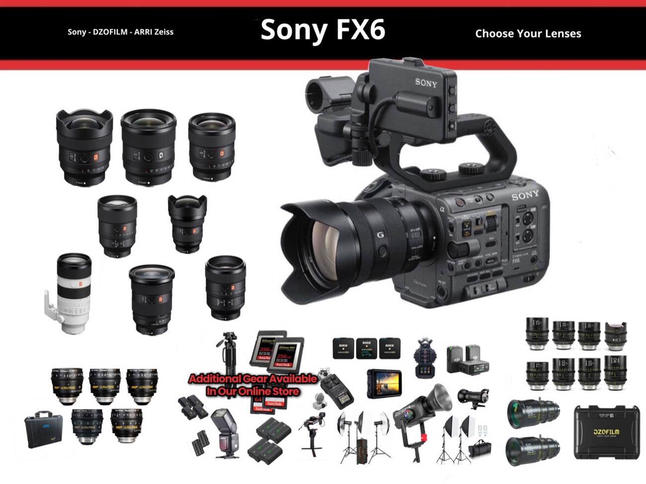 Sony fx6 cinema camera + lenses
