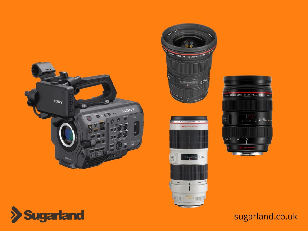Sony fx9 + canon 16-35mm + canon 24-70mm + canon 70-200mm