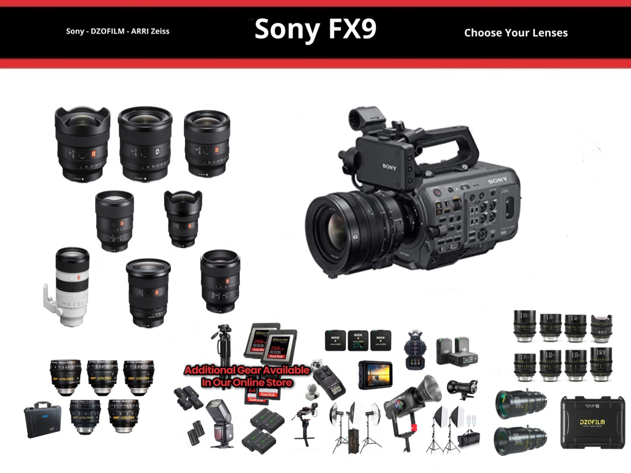 Sony fx9 cinema camera + sony g master lenses