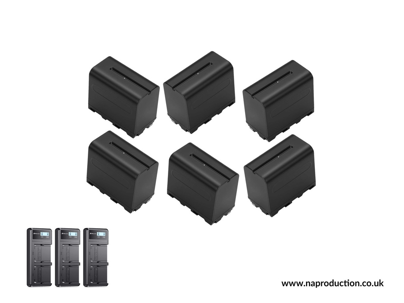 Sony np-f970 batteries (x6) w/ chargers