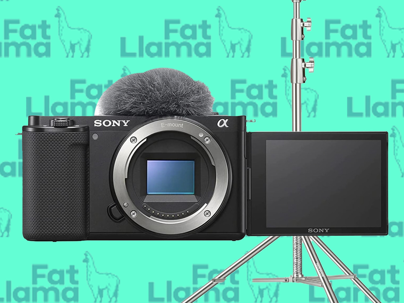 Sony zv-e10 camera body, e-mount + metal c-stand