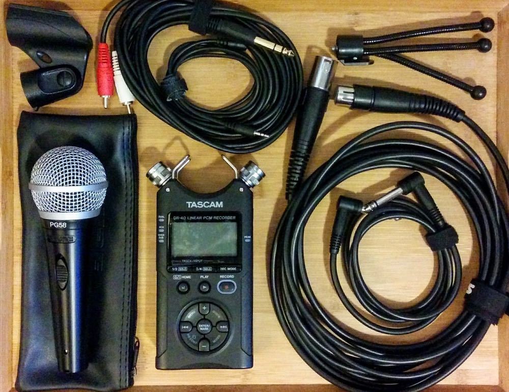 Sound recording kit - tascam and shure pg58 microphone