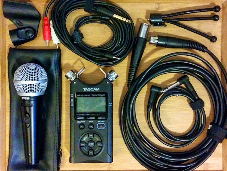 Sound recording kit - tascam and shure pg58 microphone