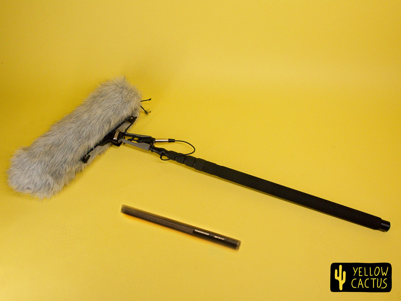 Sennheiser mkh 416 with boom pole and rode blimp windshield 