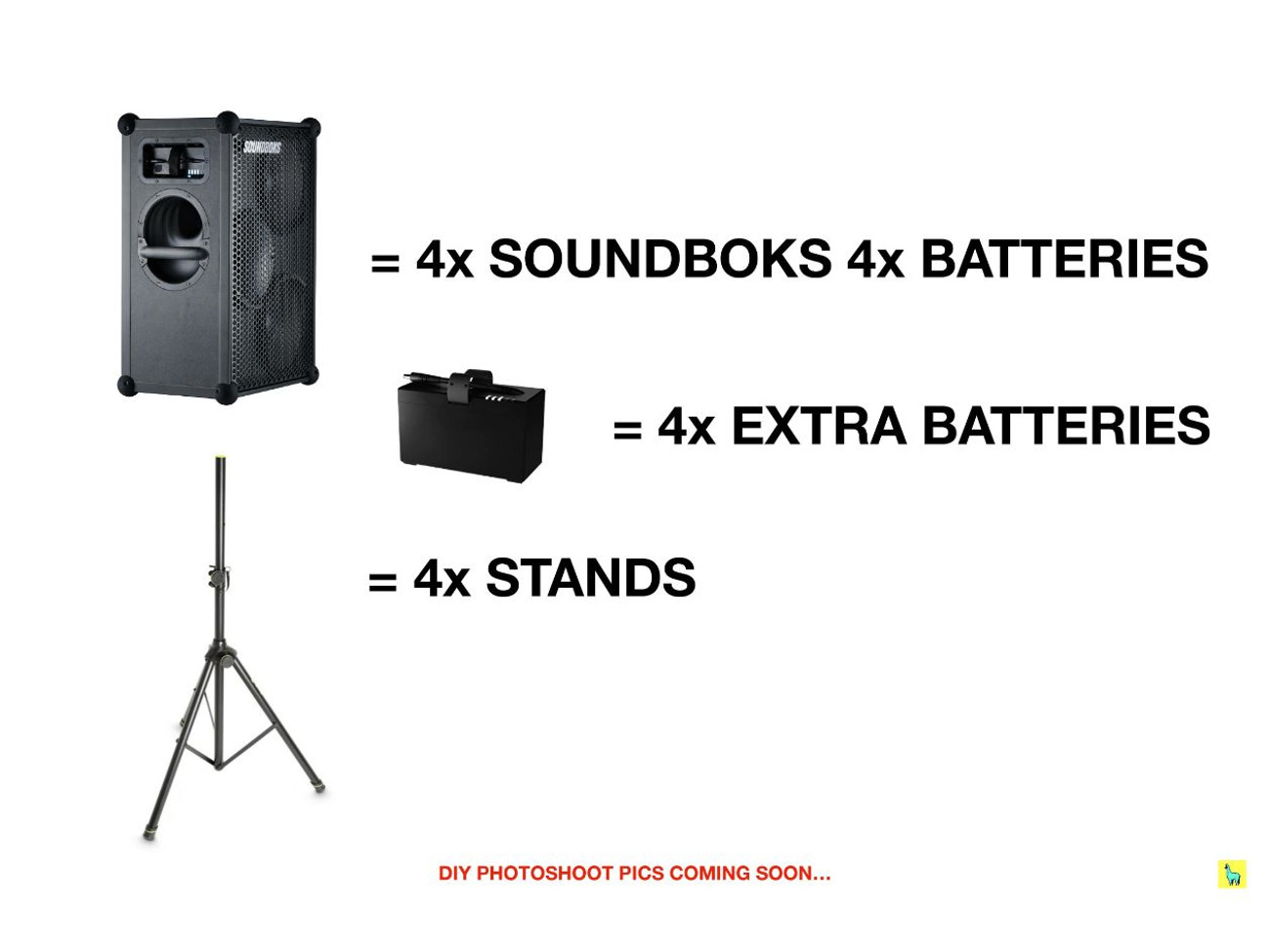 Speakers & extra batteries - soundboks 3 - 4x wireless pa speakers 4x stands 8x batteries