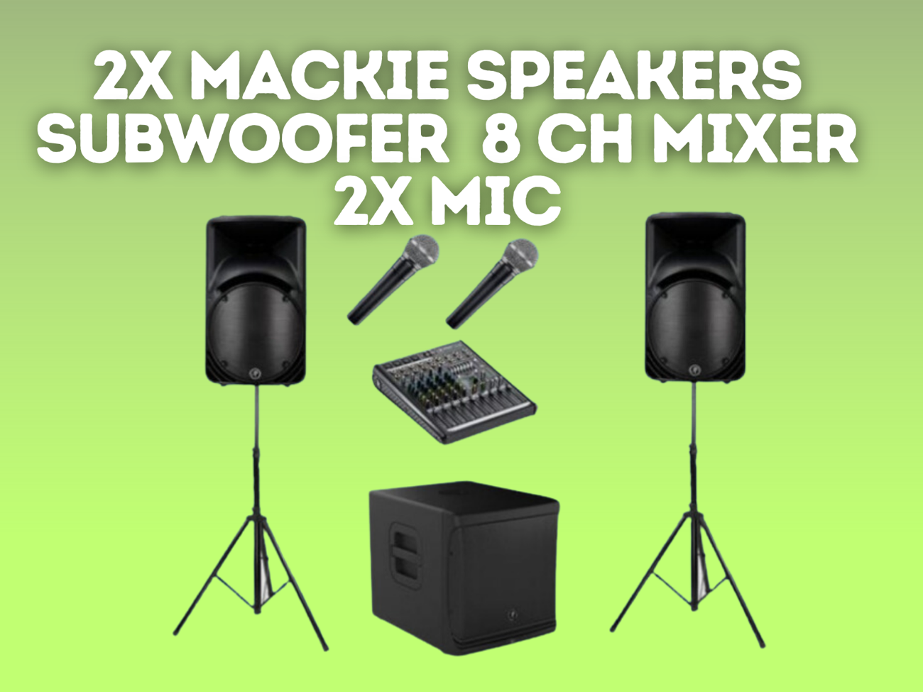 Speakers, subwoofer - bass bin 2x microphones