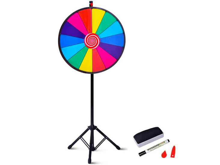 Spinning color prize wheel