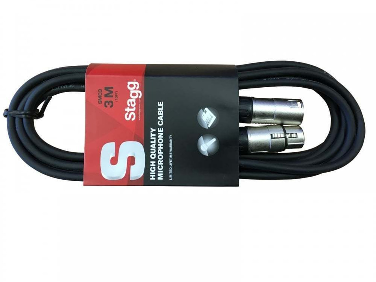 Stagg smc3 3m xlr to xlr plug microphone cable, black 3m
