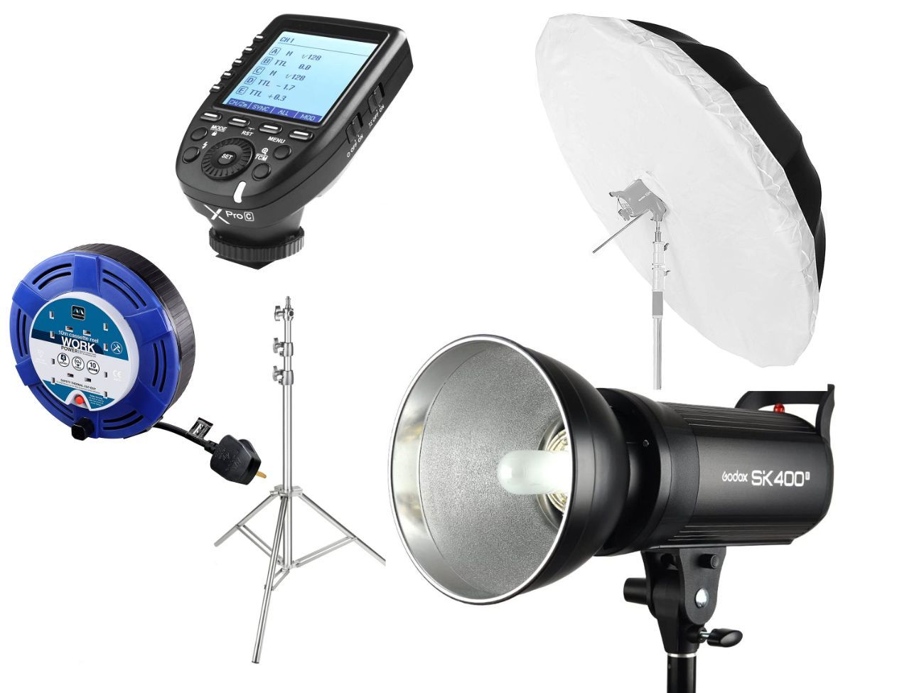 Studio strobe flash, trigger, light stand, 150cm softbox