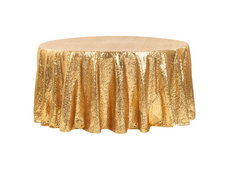 Table cloth: gold sequin
