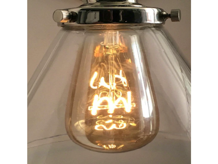 Table lamp with vintage style led edison style bulb or led flame bulb
