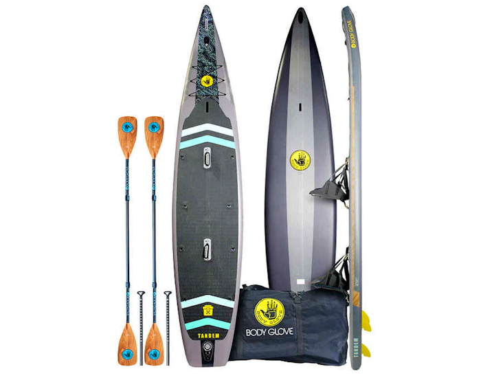 Tandem 2-person inflatable stand up paddle board and kayak