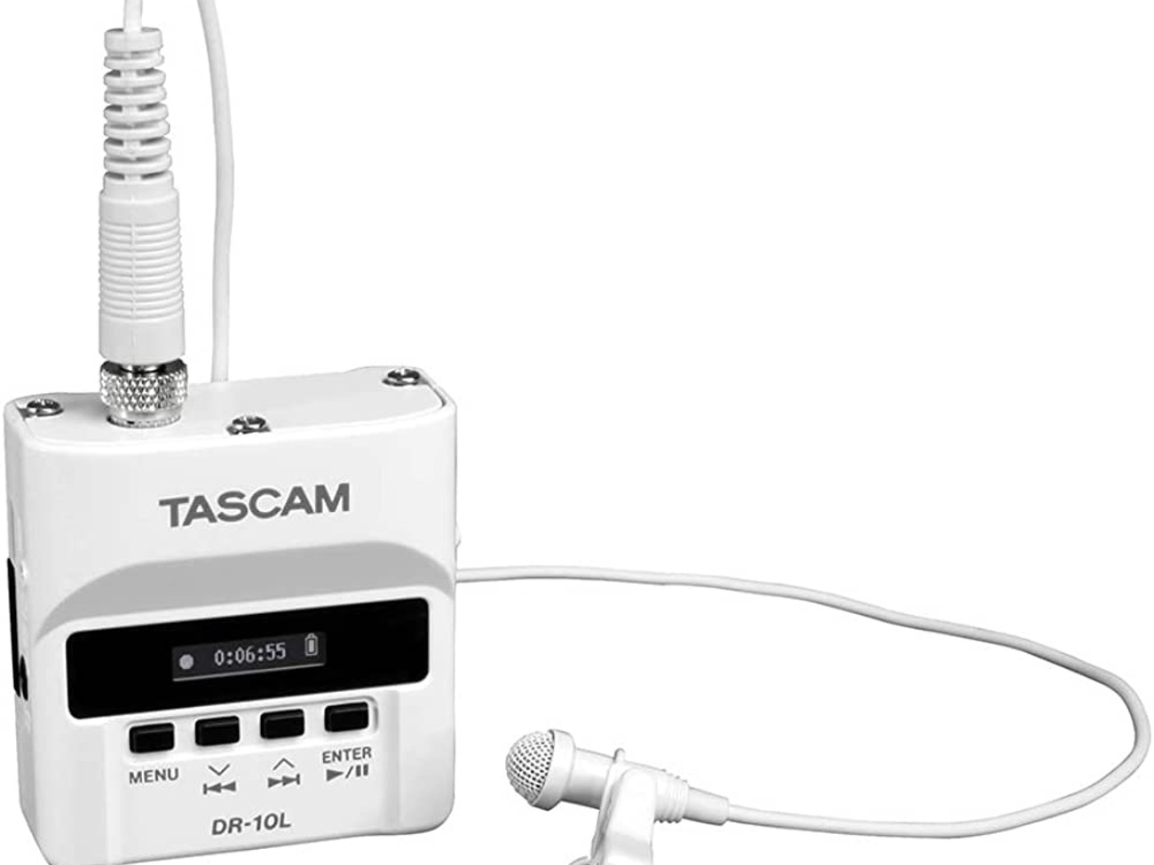 Tascam dr-10l white with lavalier microphone