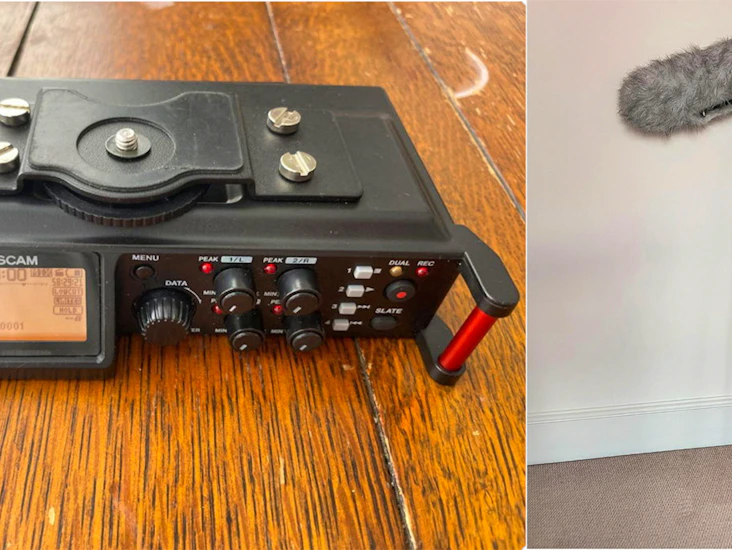 Tascam dr-70d + boom mic kit