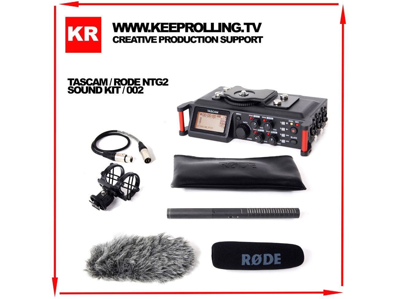 Tascam dr-70d sound kit with rode ntg2 mic and accessories 