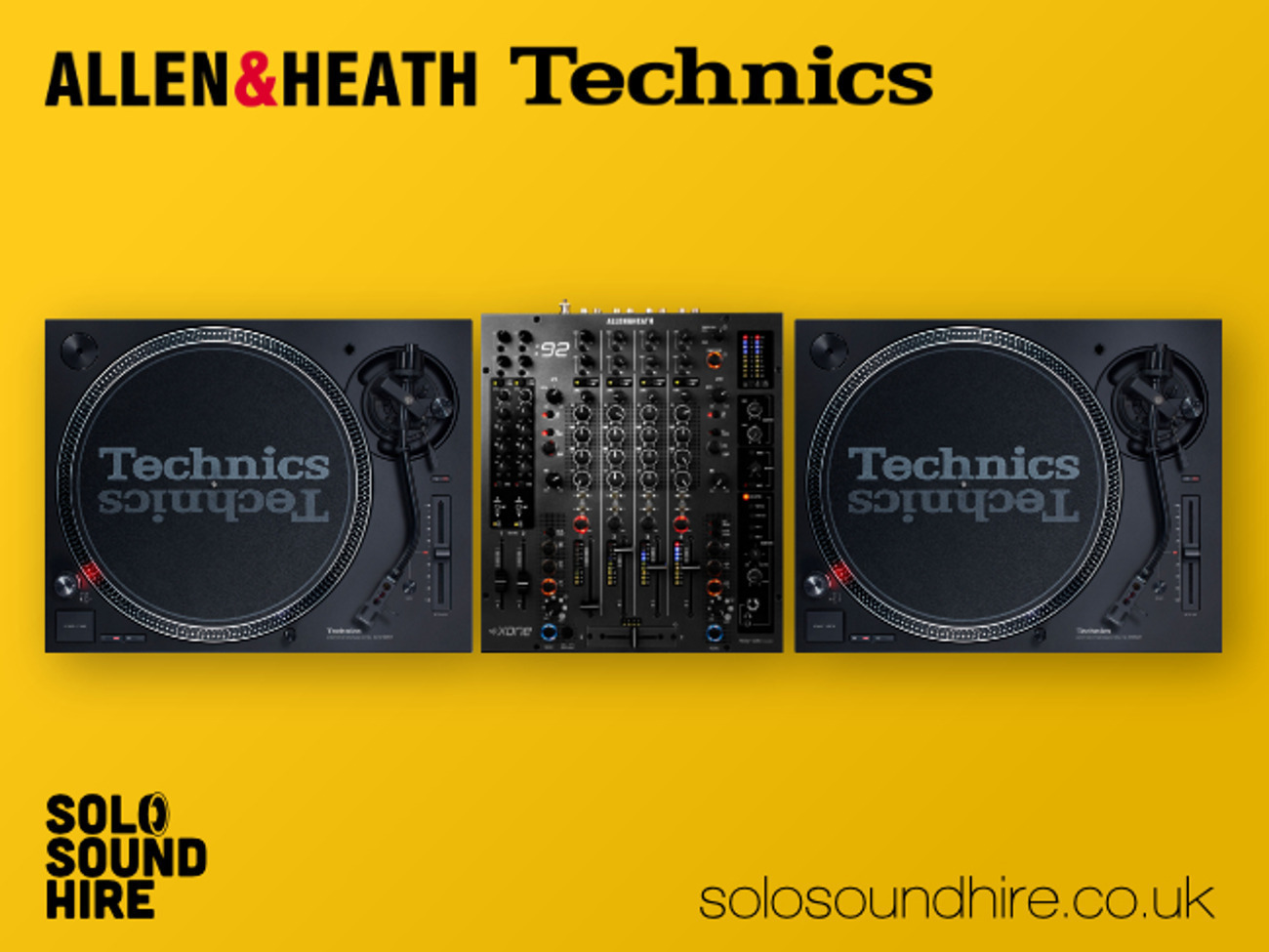 Rent Technics 1210 MK7 + Allen & Heath Xone 92 DJ Mixer from Solo