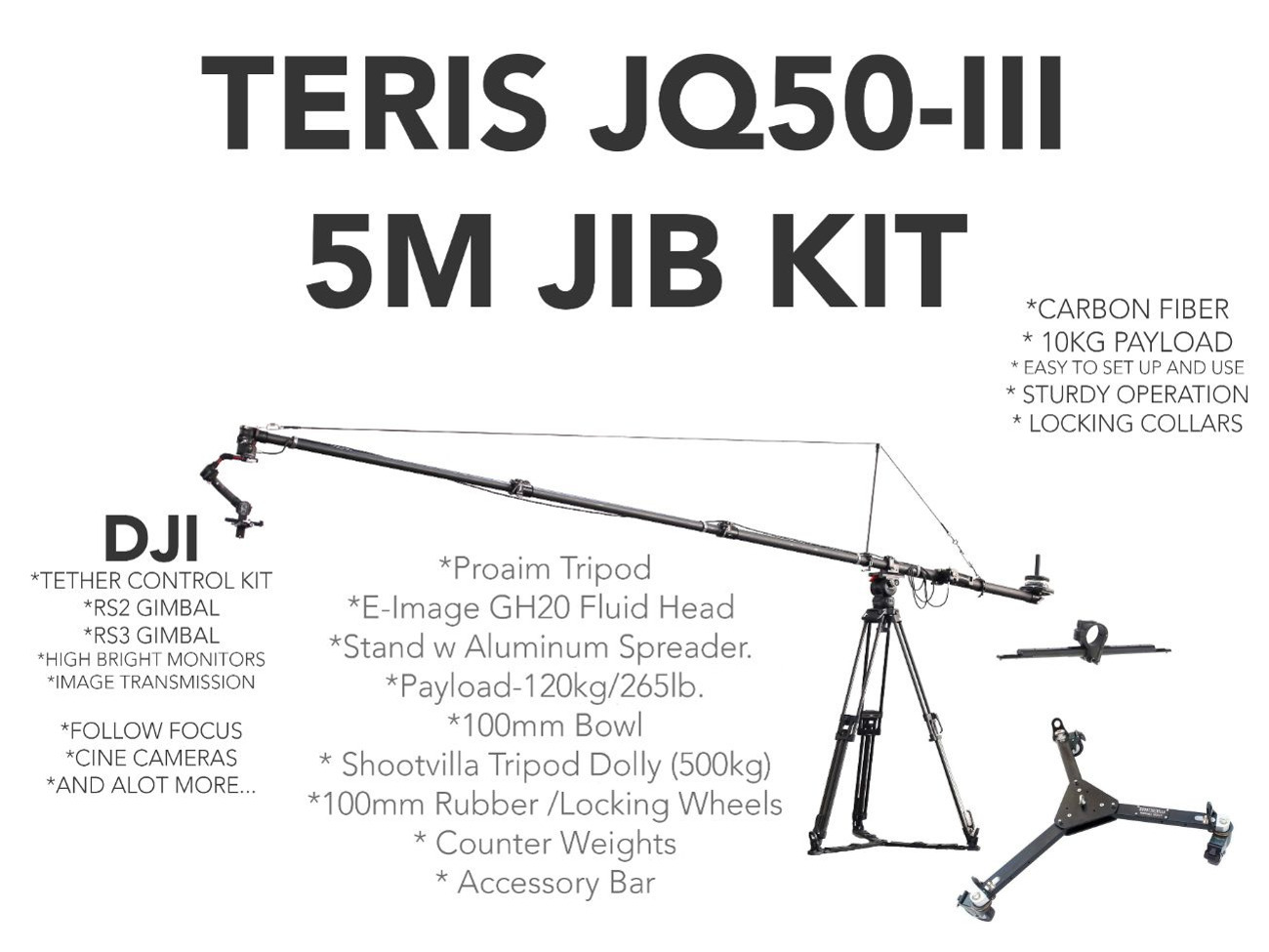 5m jib teris jq50-ii carbon fiber crane 