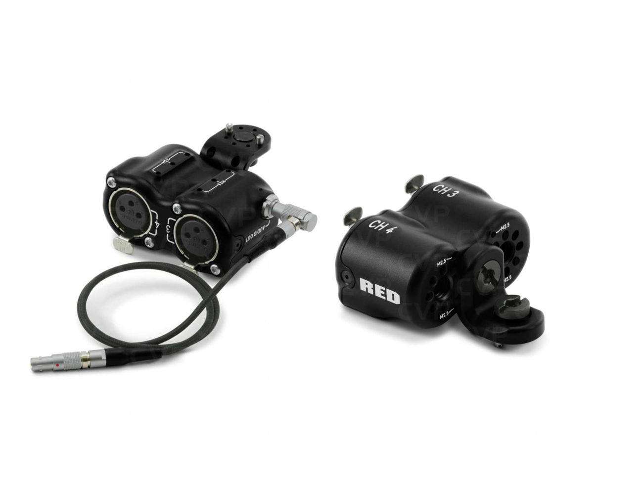 The dsmc3 red komodo / raptor 5-pin to dual xlr adapter