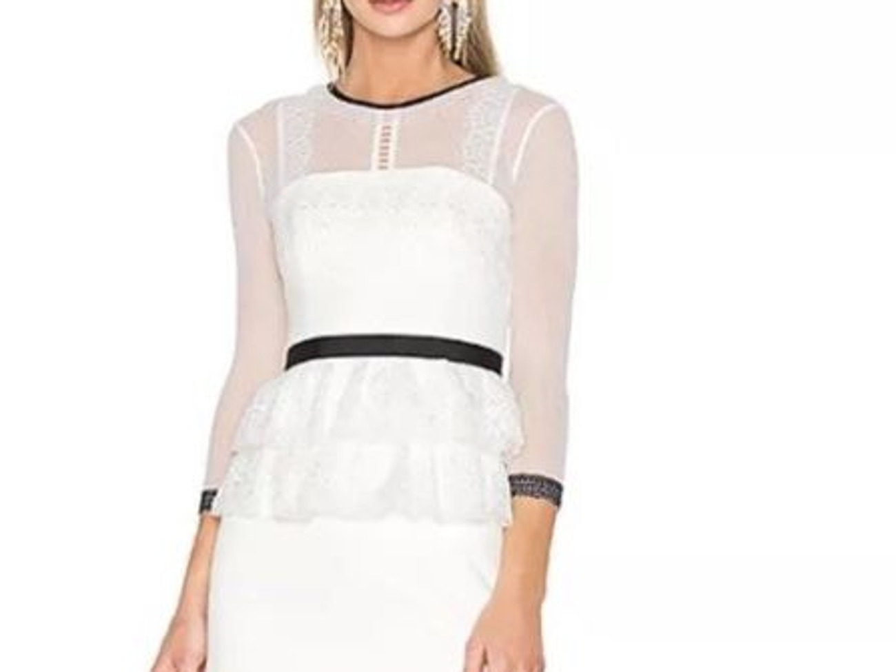 Three floor white special occasion dress, size 8