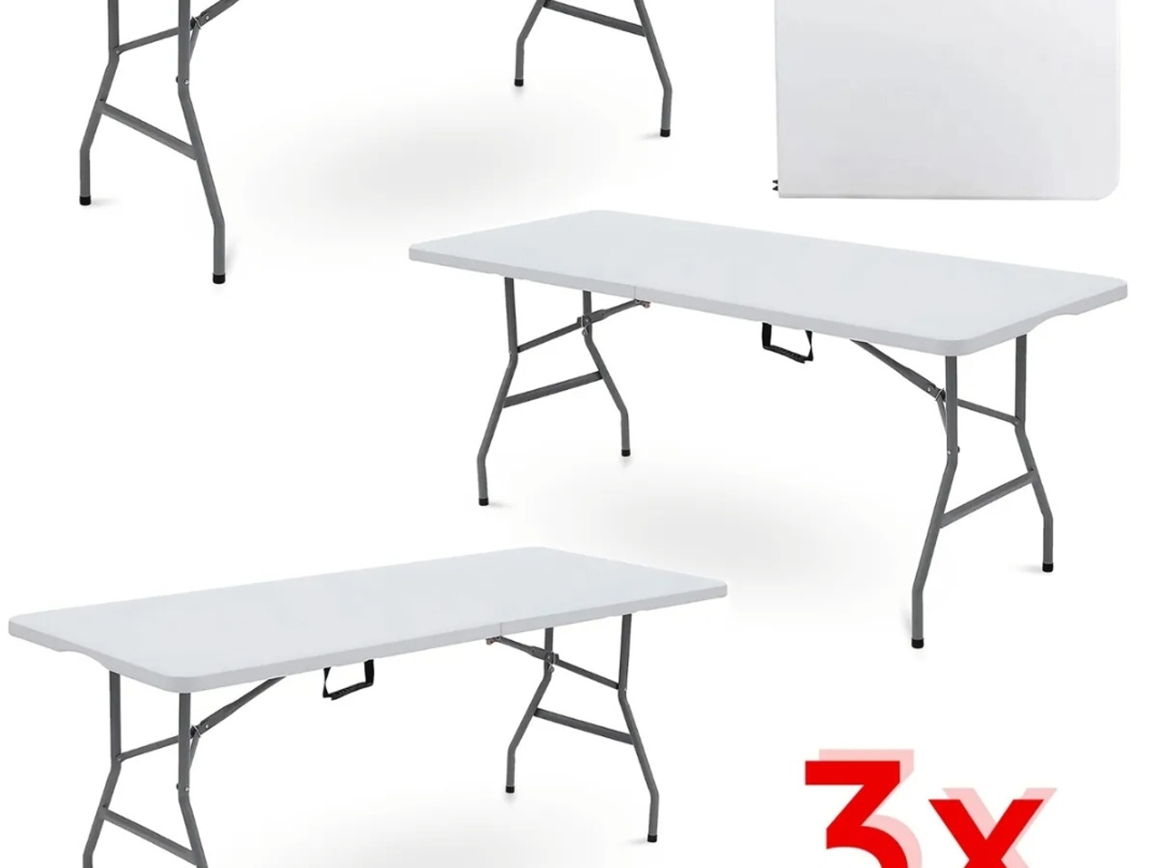Three x 6ft folding trestle tables party stall food vendor