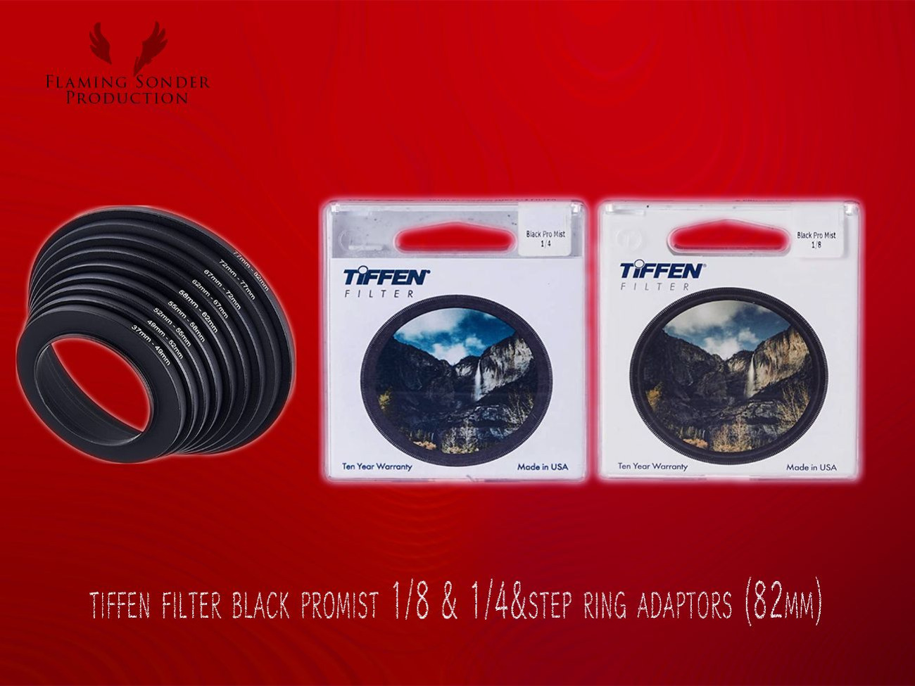 Tiffen filter black promist 1/8 & 1/4 + ring adaptors (82mm)