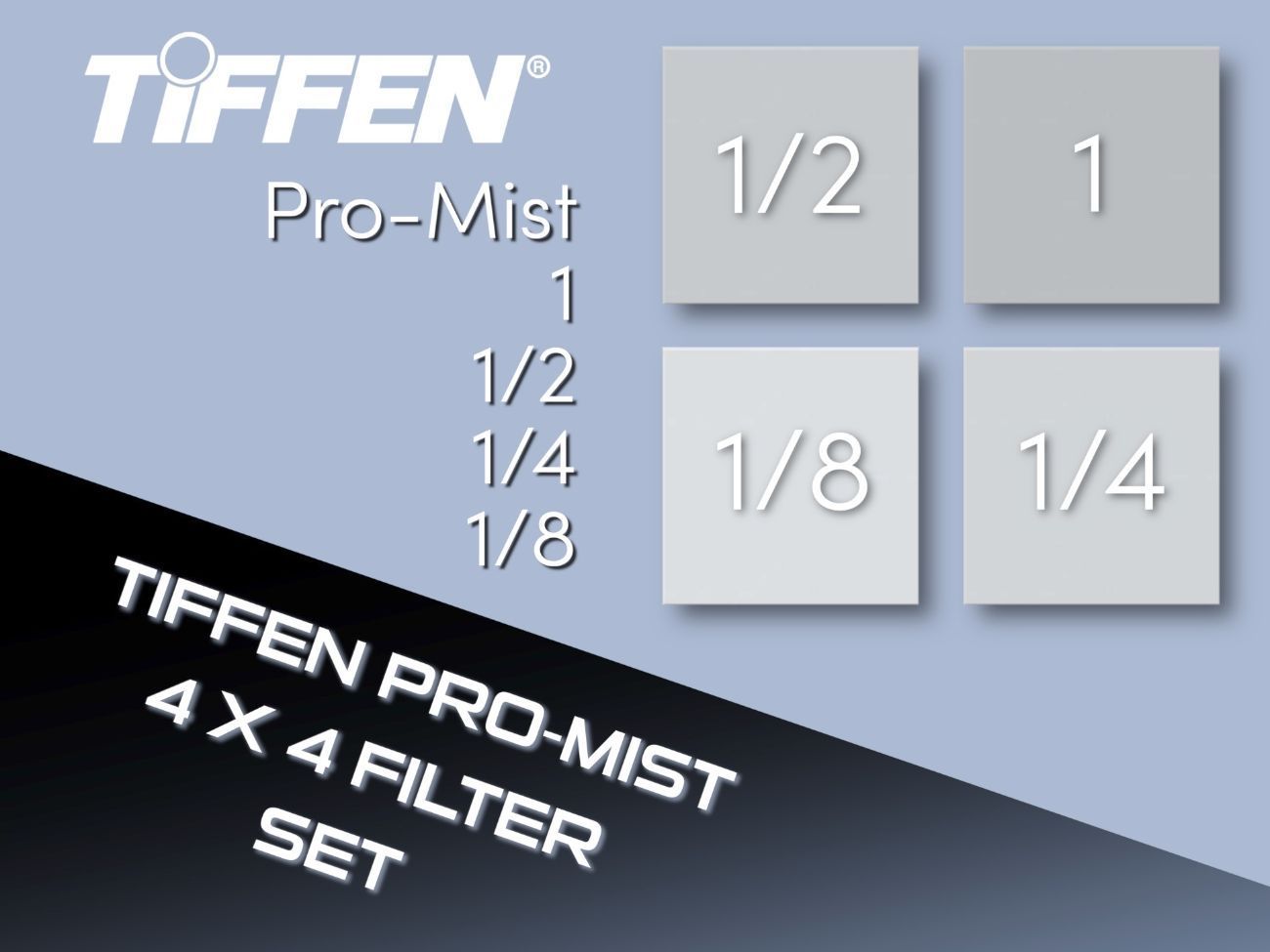 Tiffen pro mist filter 4x4 kit - 1/2 - 1/4 - 1/8 - 1