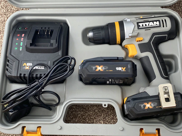 Titan cordless power drill 18v with drill bits pack