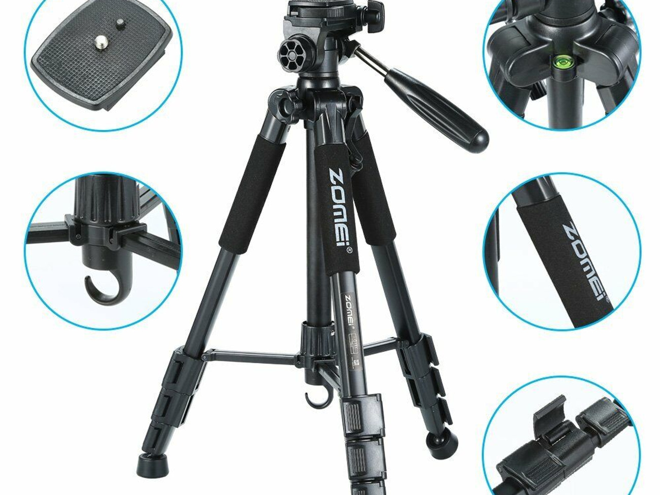 Tripod & pan head, heavy duty aluminium 