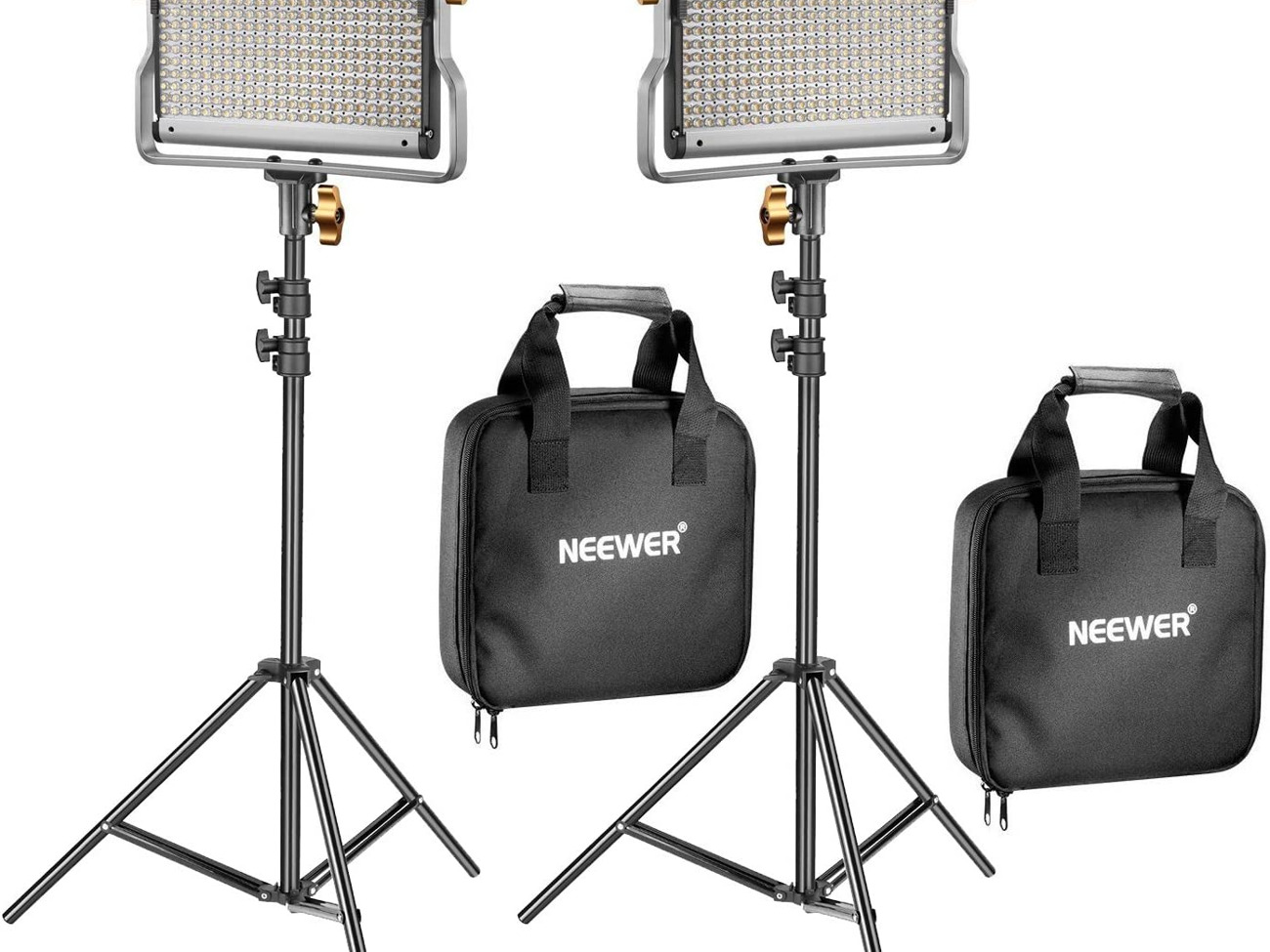 Wireless twin battery-powered led studio lights x2