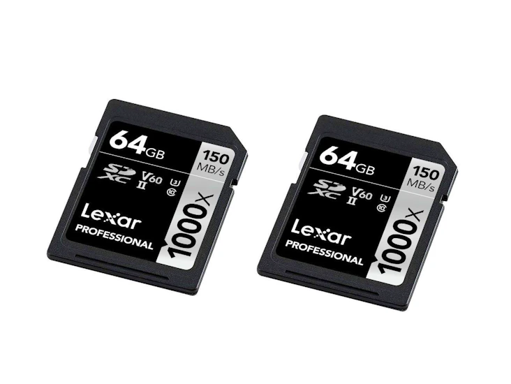 Twin pack 64gb sd card lexar professional 150mb/s