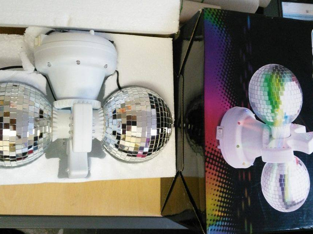 Twin rotating led disco ball