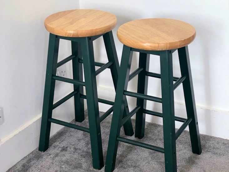 Two wooden stools (height: 60cm)