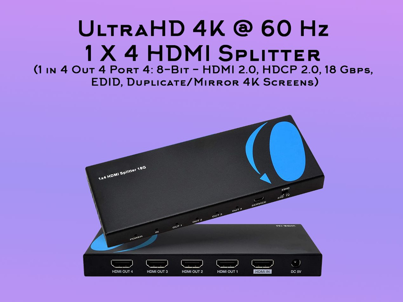 Ultrahd 4k 60 hz 1 x 4 hdmi splitter [1 in 4 out]