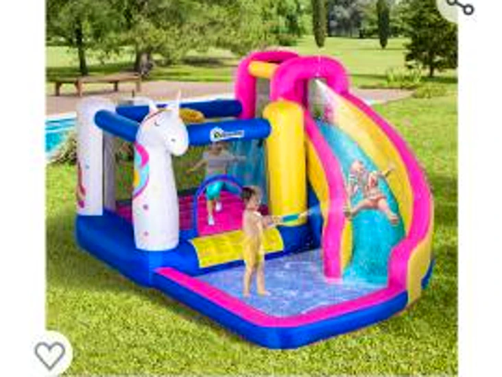 Unicorn inflatable bouncy castle waterslide ball pit