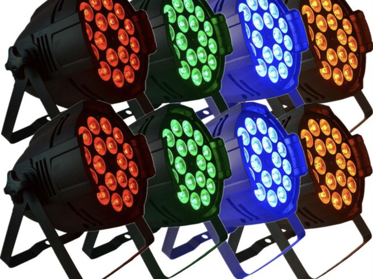 Set of 6 led par can - rgbaw+uv - 18x18w - party club wedding lighting - 11 available